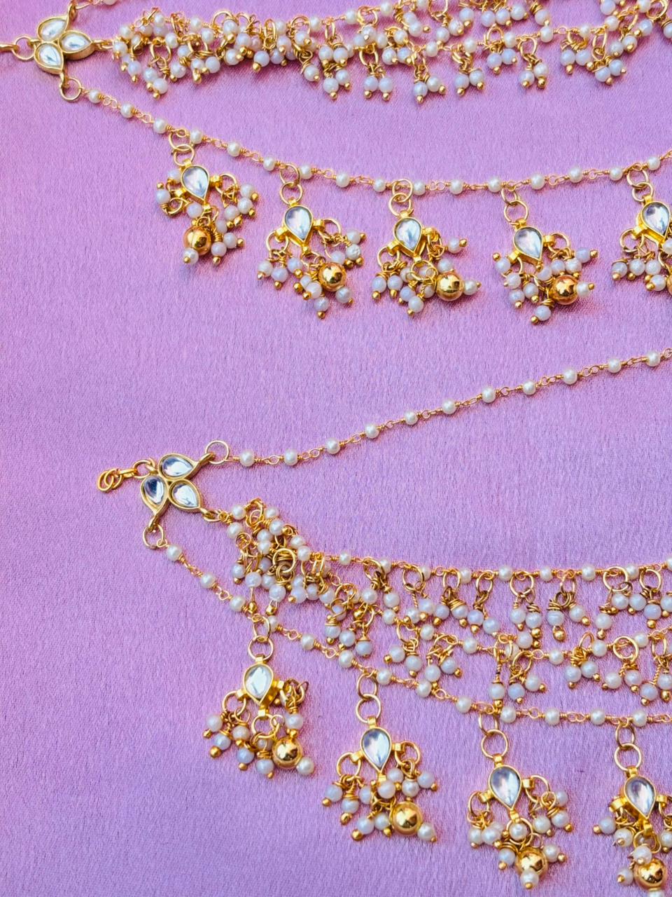 The Naaz: Elegant Pearl & Kundan-Style Layered Ear Sahare - Image 4