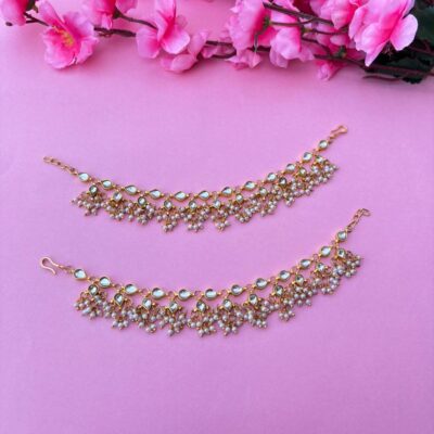 The Naaz: Elegant Kundan-Style Pearl Drop Ear Sahare