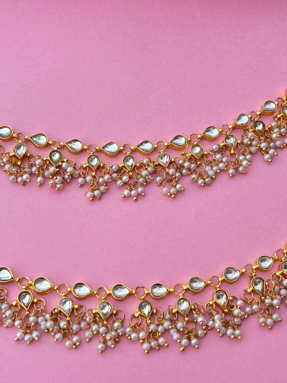The Naaz: Elegant Kundan-Style Pearl Drop Ear Sahare - Image 2