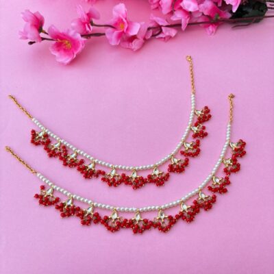 Handcrafted Pearl and Kundan Embellished Anklets