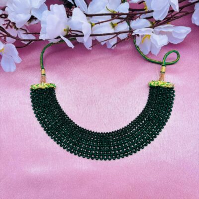 Handmade Green Beaded Collar Necklace