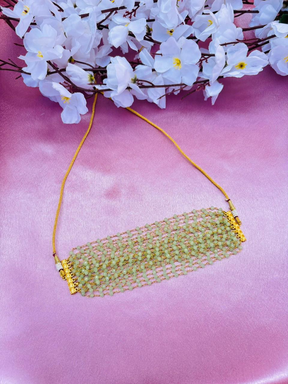 Multi-Layer Green Beaded Choker Necklace - Image 2