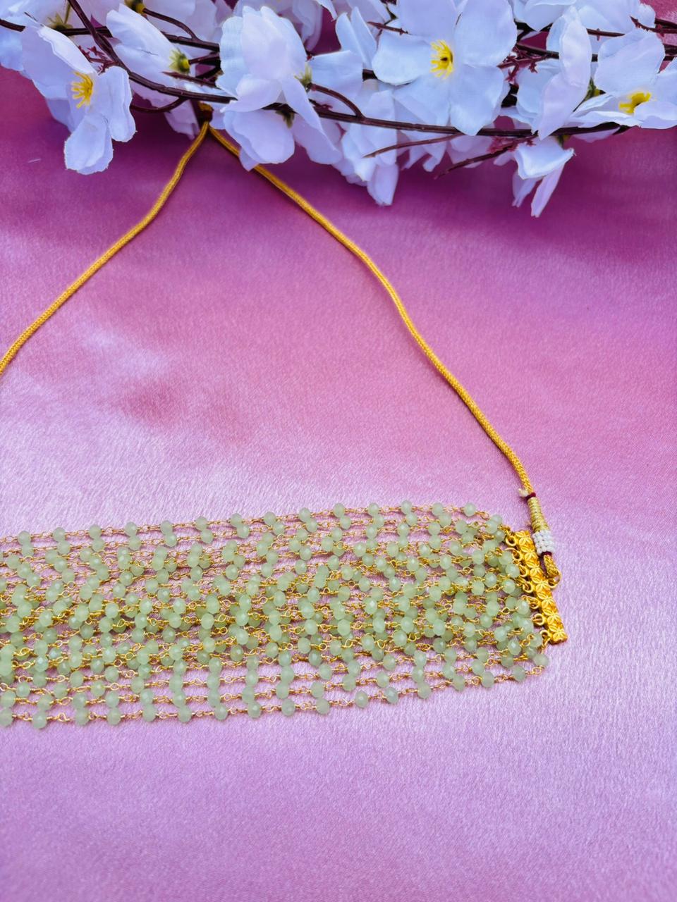 Multi-Layer Green Beaded Choker Necklace - Image 3