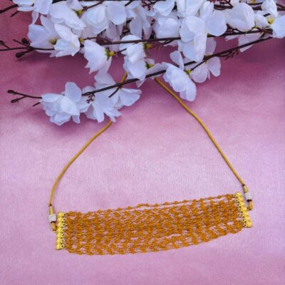 Multi-Layer Amber Beaded Choker Necklace