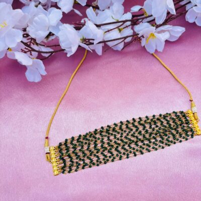 Multi-Layer Green Beaded Choker Necklace