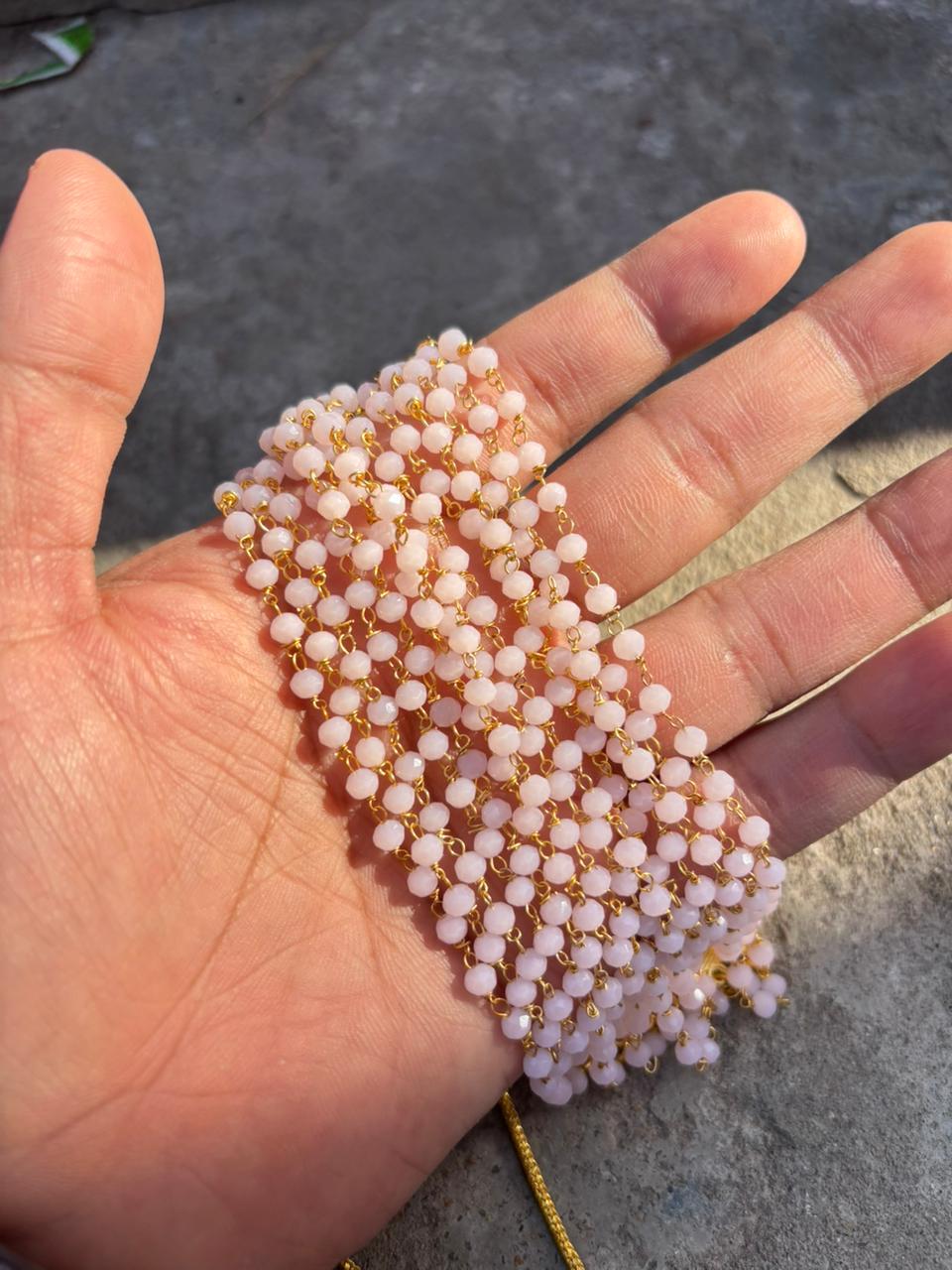 Minimalist Baby Pink Crystal Beaded Choker Necklace - Image 5