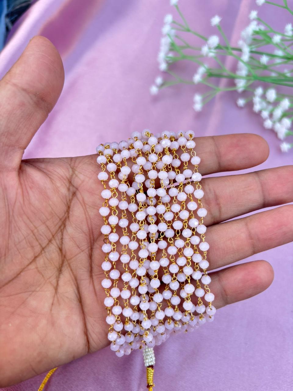 Minimalist Baby Pink Crystal Beaded Choker Necklace - Image 4