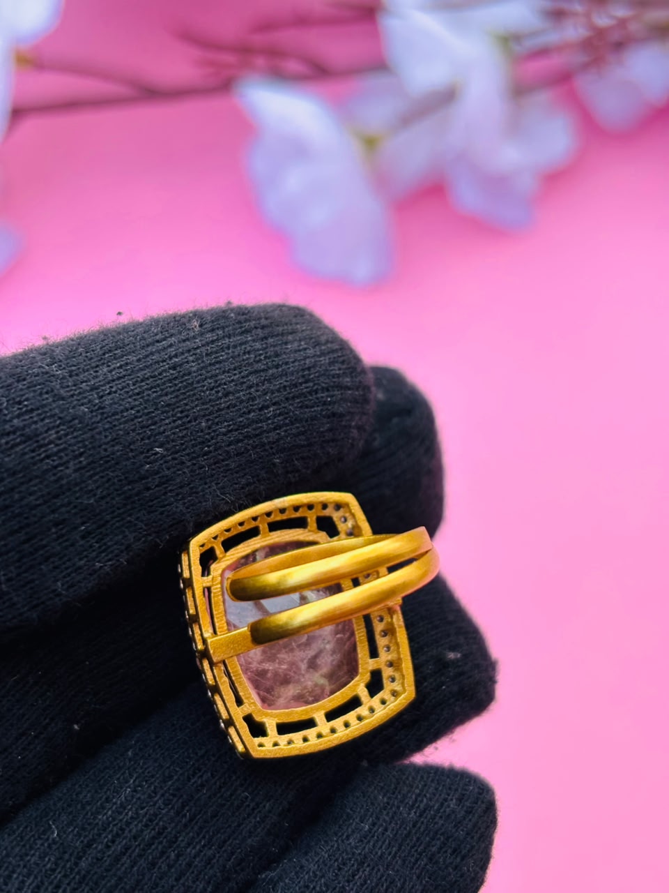 Royal Pink Gemstone Statement Ring - Image 5
