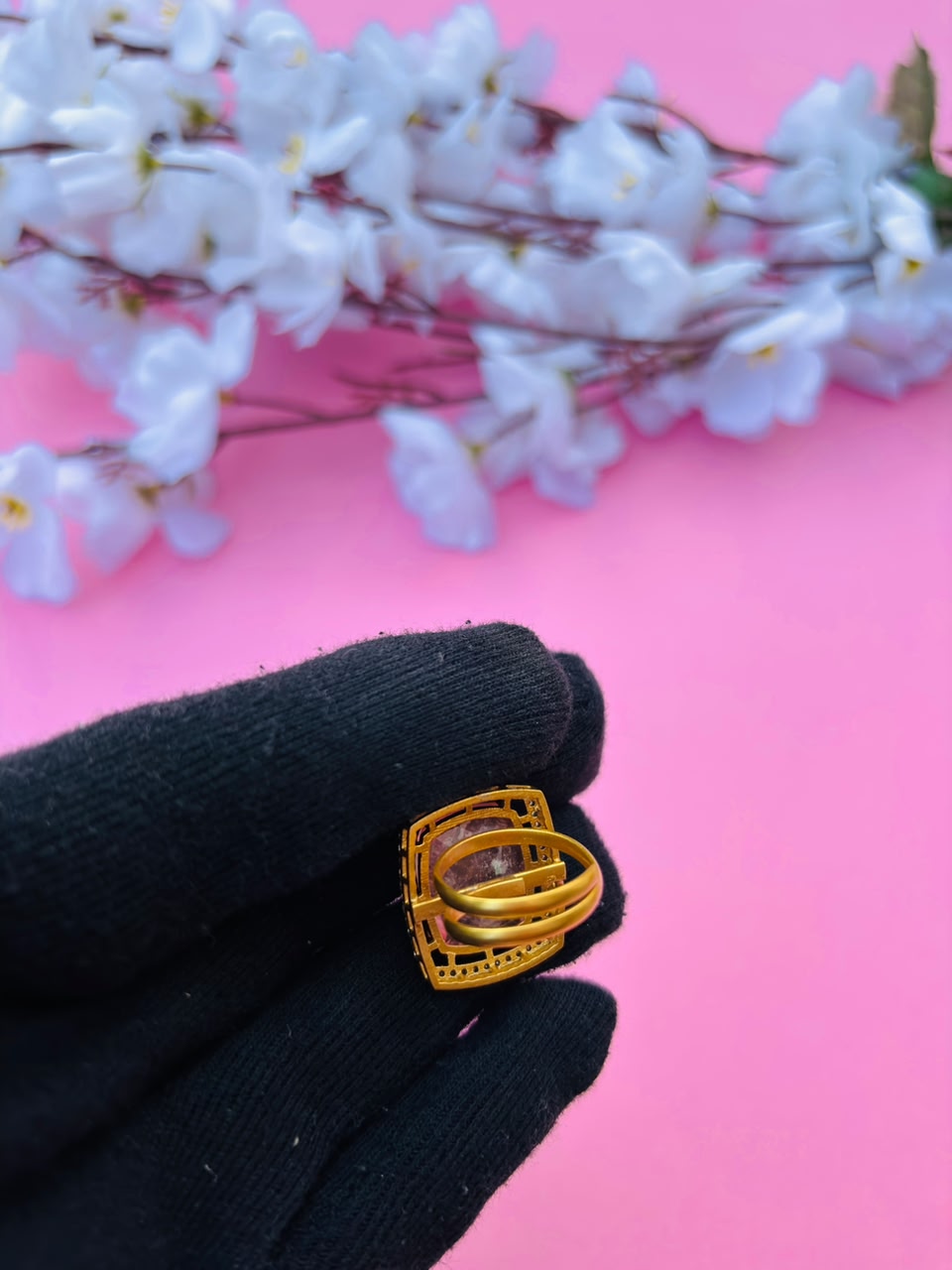 Royal Pink Gemstone Statement Ring - Image 4