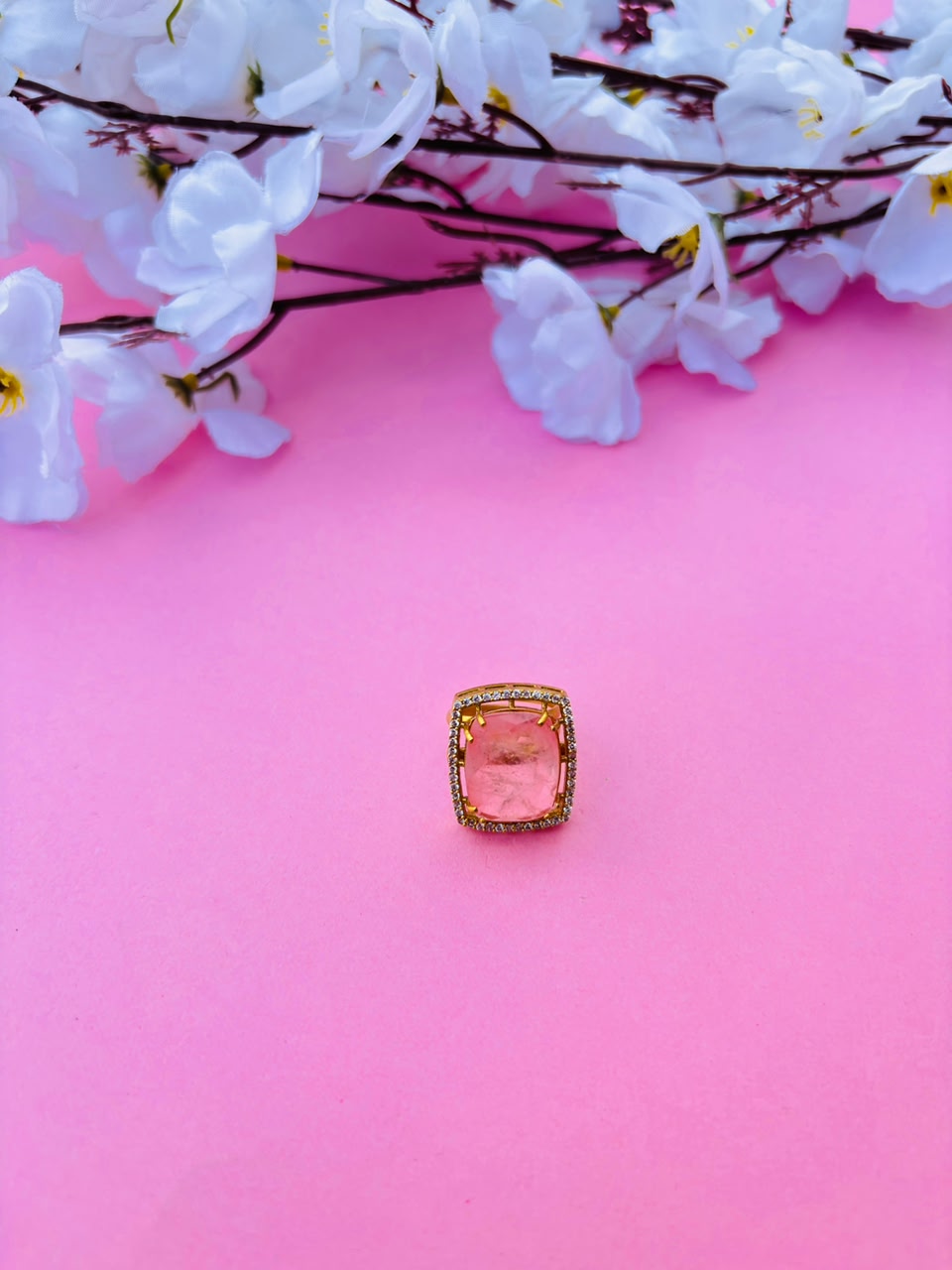 Royal Pink Gemstone Statement Ring - Image 2