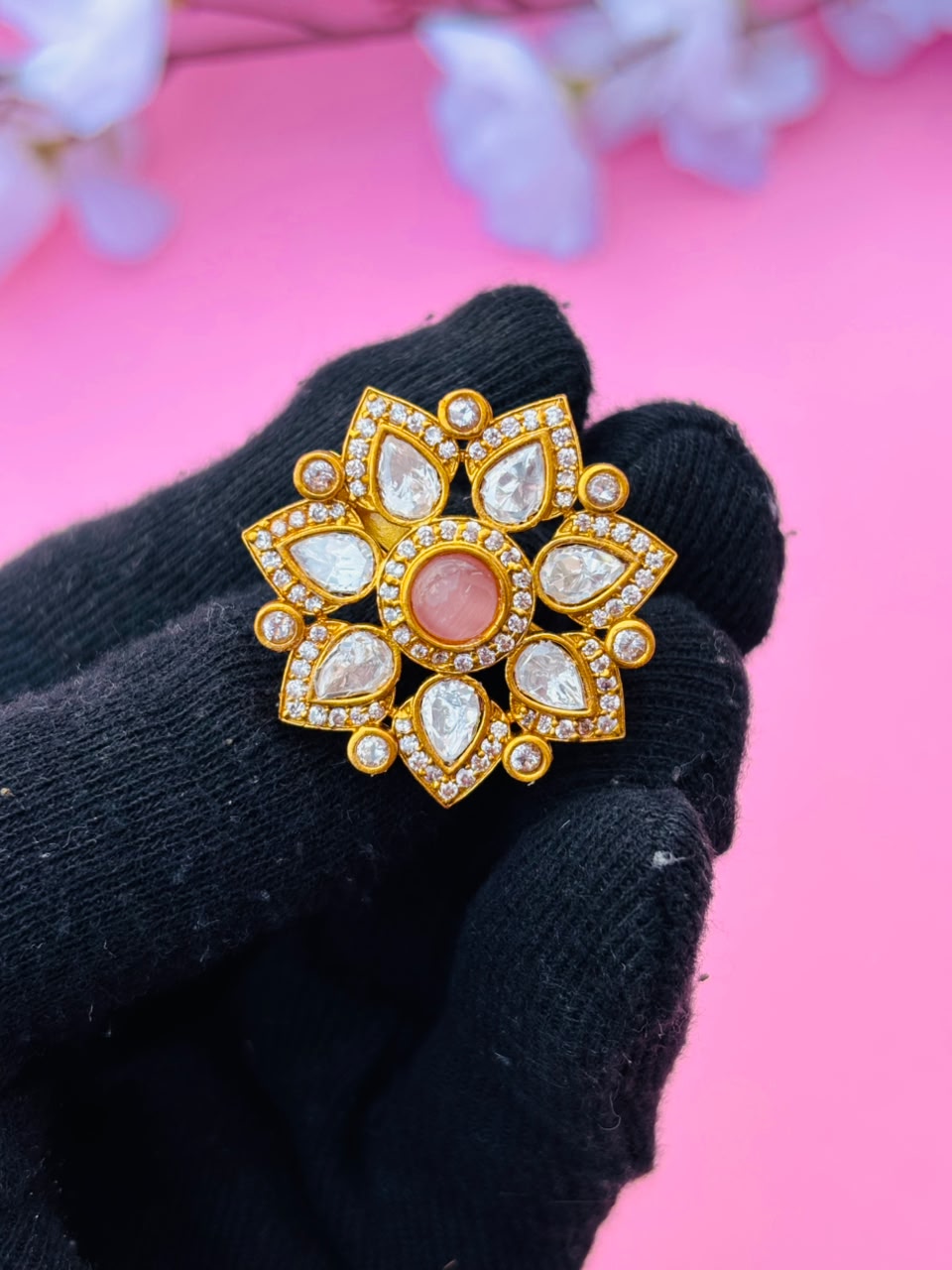 Floral Motif Statement Ring - Image 6