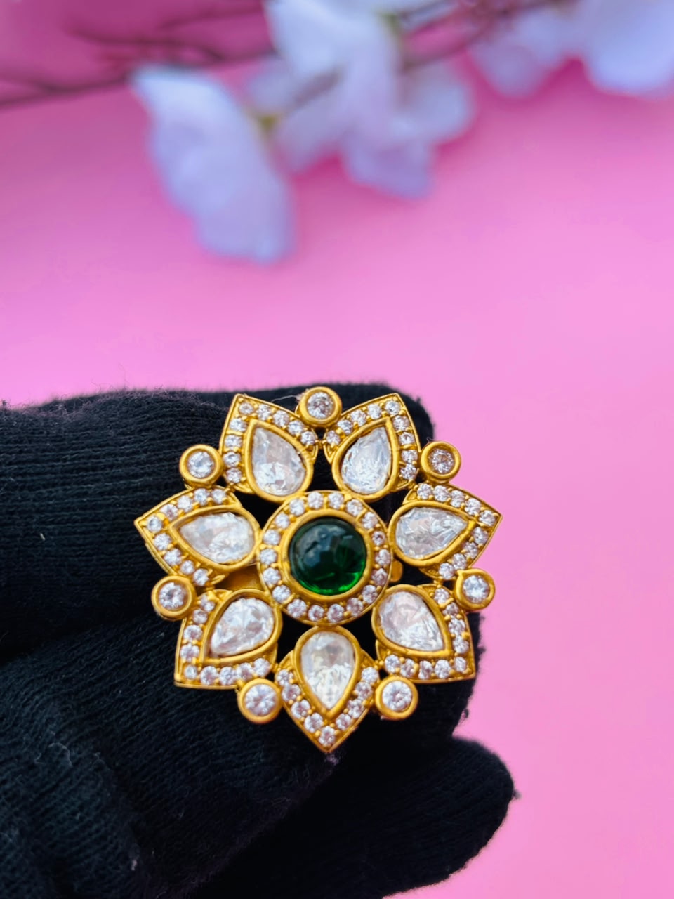 Floral Motif Statement Ring - Image 4