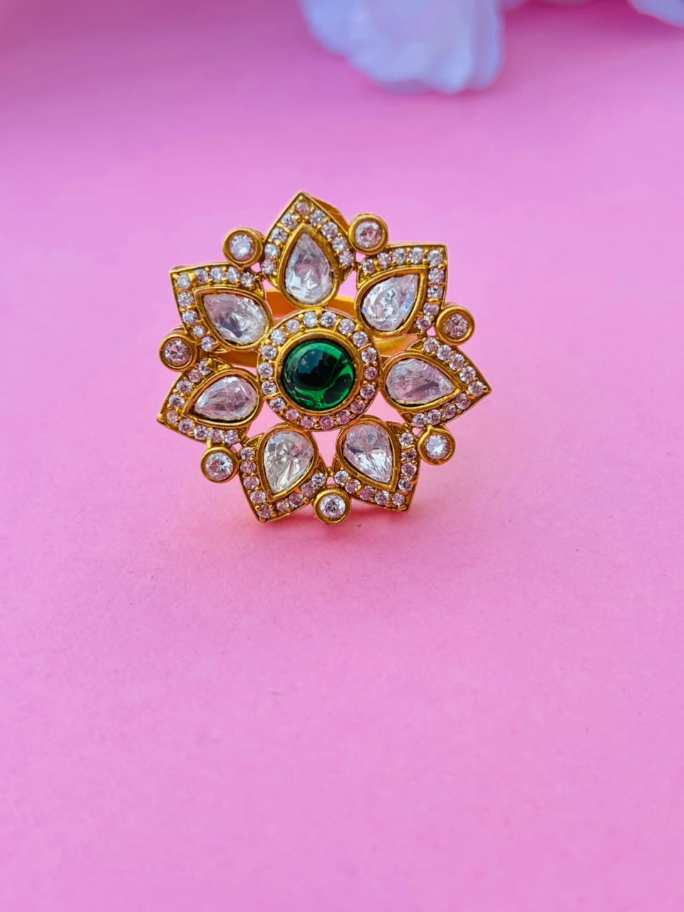 Floral Motif Statement Ring - Image 3