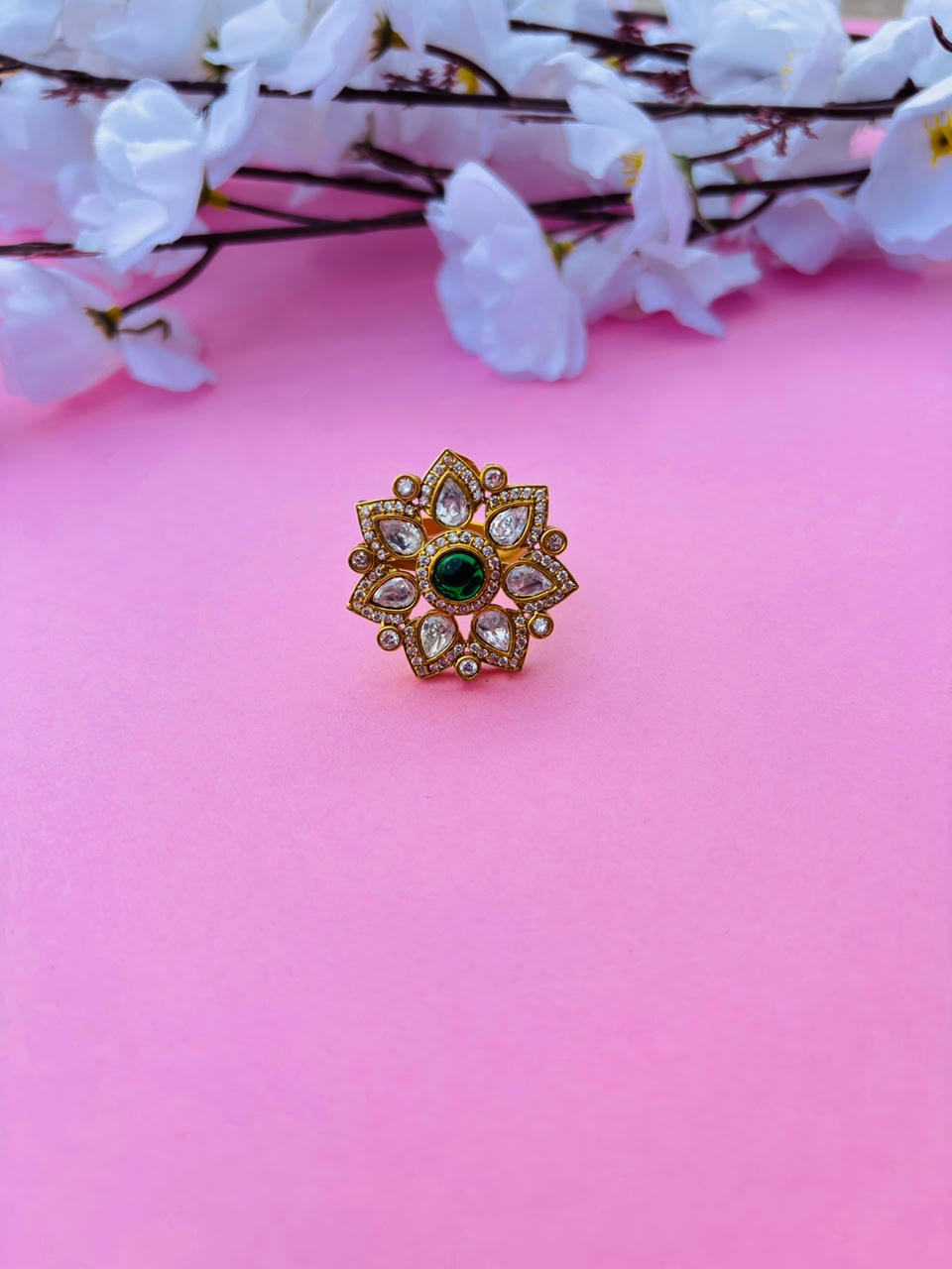 Floral Motif Statement Ring - Image 2