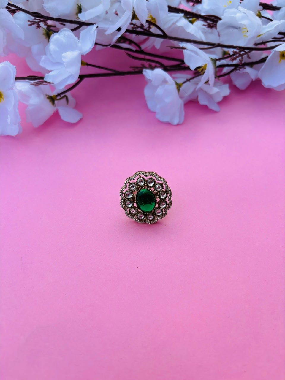 Royal Green Gemstone Statement Ring