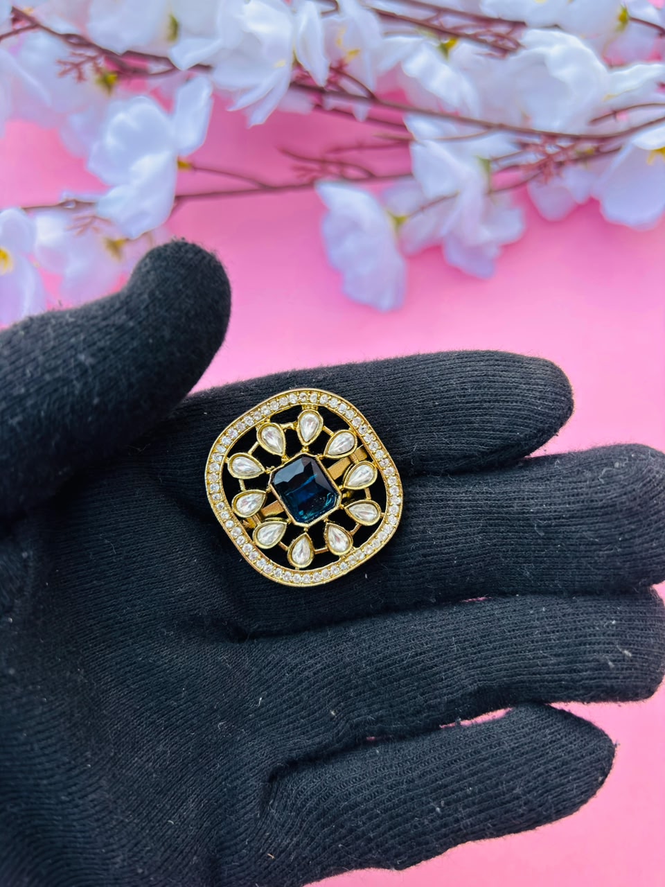 Royal Blue Gemstone Statement Ring - Image 3