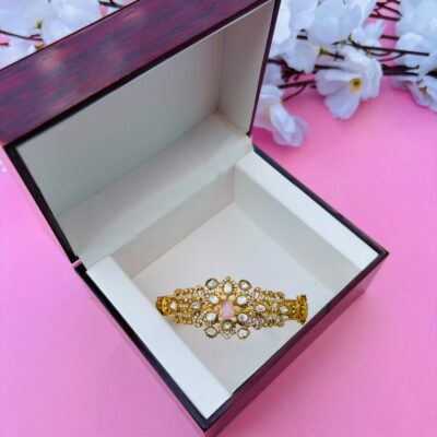 Elegant Kundan And Stone-Embellished Hinged Openable Bracelet (Pack Of 1)