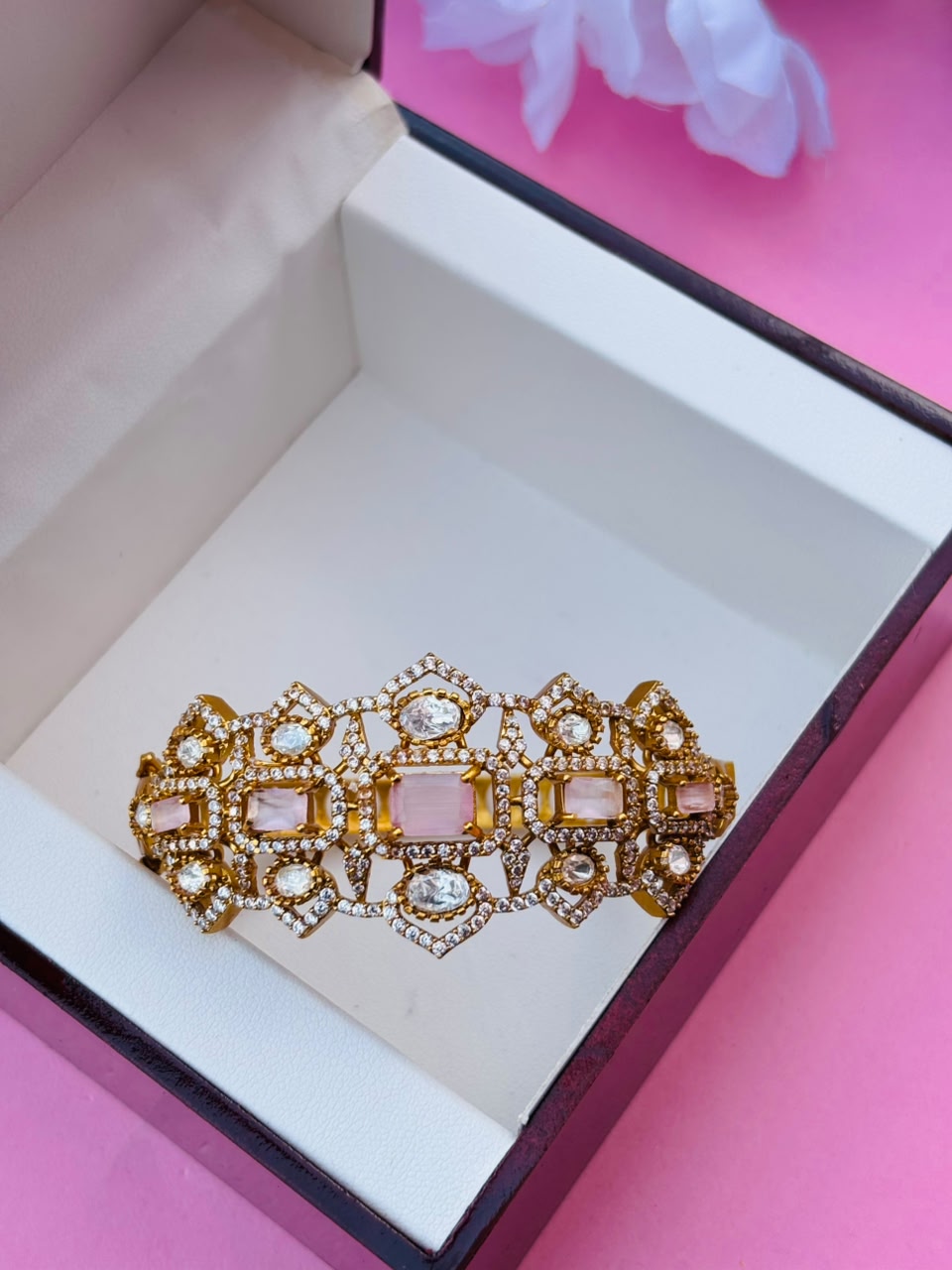 CZ Embellished Victorian Hinged Openable Bracelet (Pack Of 1) - Image 2