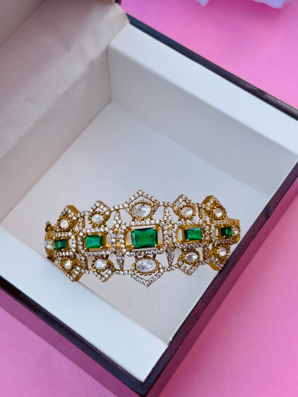 CZ Embellished Victorian Hinged Openable Bracelet (Pack Of 1) - Image 2