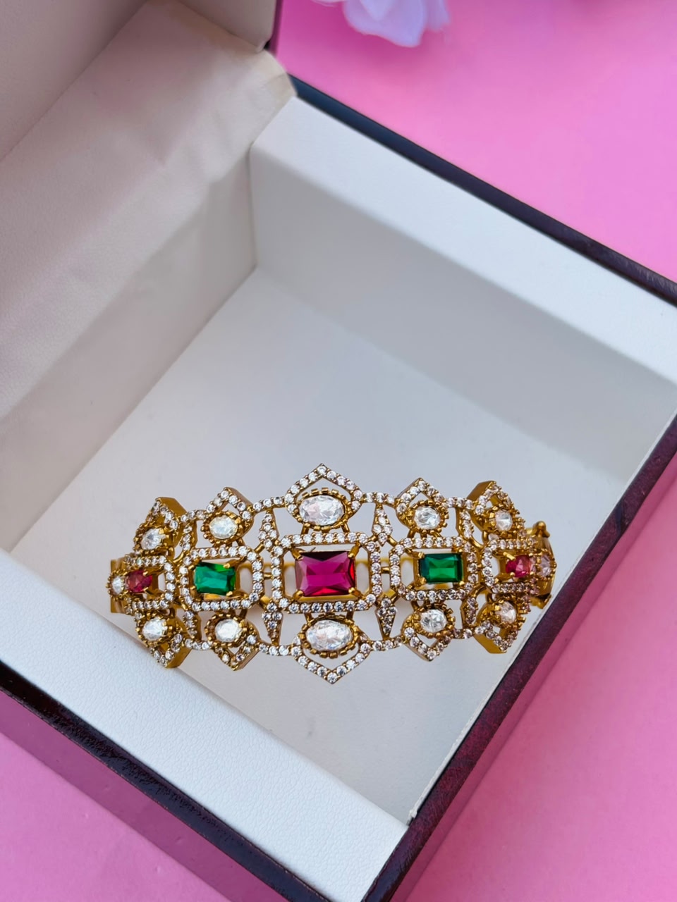 CZ Embellished Victorian Hinged Openable Bracelet (Pack Of 1) - Image 2