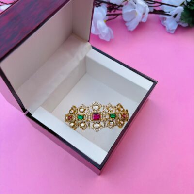 CZ Embellished Victorian Hinged Openable Bracelet (Pack Of 1)