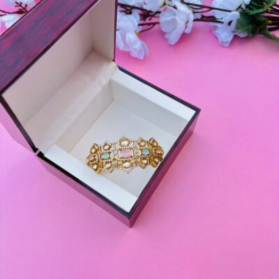 CZ Embellished Victorian Hinged Openable Bracelet (Pack Of 1)