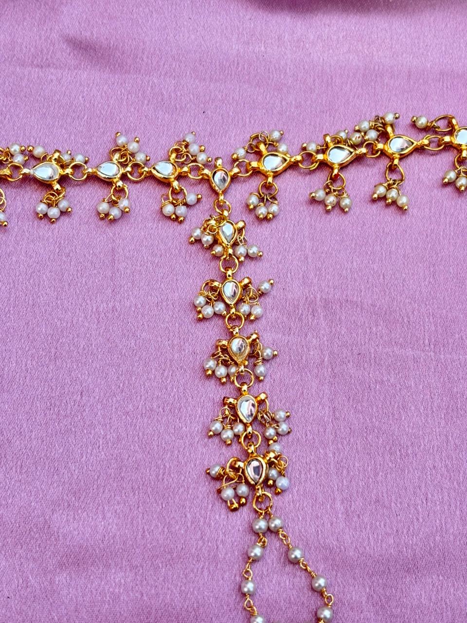 Kundan & Pearl Floral Haathphool (Pack Of 2) - Image 2