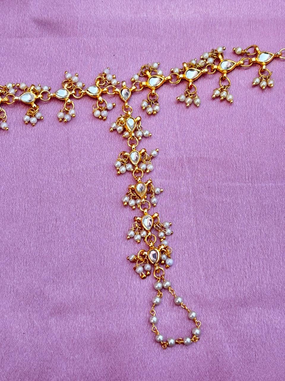 Kundan & Pearl Floral Haathphool (Pack Of 2) - Image 3