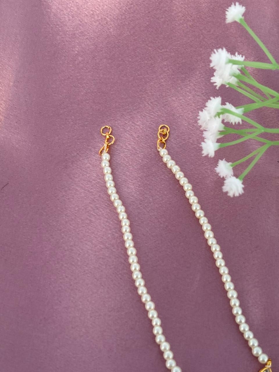 The Naaz: Traditional Kundan & Pearl Beaded Ear Sahara - Image 3