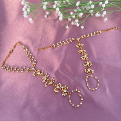 Grand Kundan & Pearl Floral Haathphool Set (Pack Of 2)