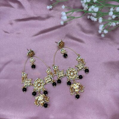 Traditional Kundan & Pearl Chandbali Statement Earrings