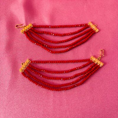 The Naaz: Multi-Layer Red Crystal Beaded Ear Sahara