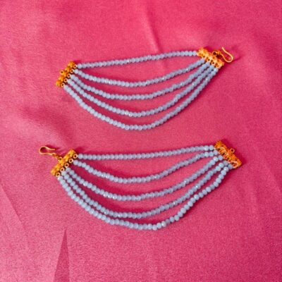The Naaz: Multi-Layer Sky Blue Crystal Beaded Ear Sahara