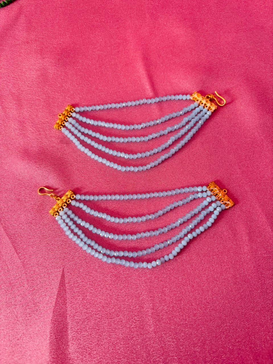 The Naaz: Multi-Layer Sky Blue Crystal Beaded Ear Sahara