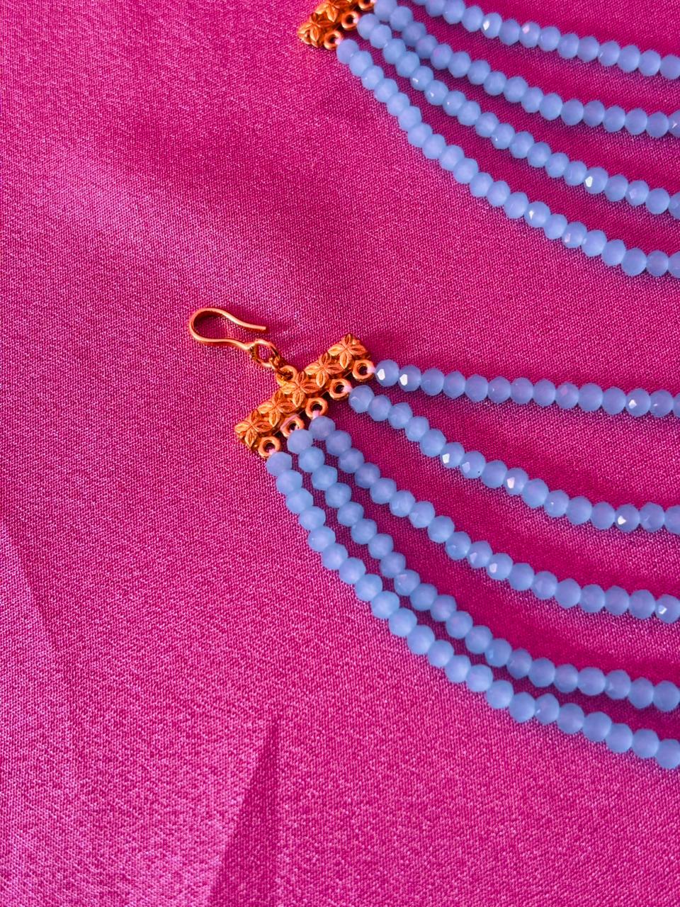 The Naaz: Multi-Layer Sky Blue Crystal Beaded Ear Sahara - Image 3