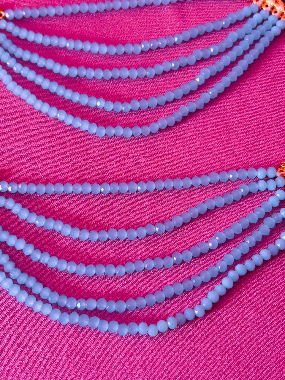 The Naaz: Multi-Layer Sky Blue Crystal Beaded Ear Sahara - Image 2