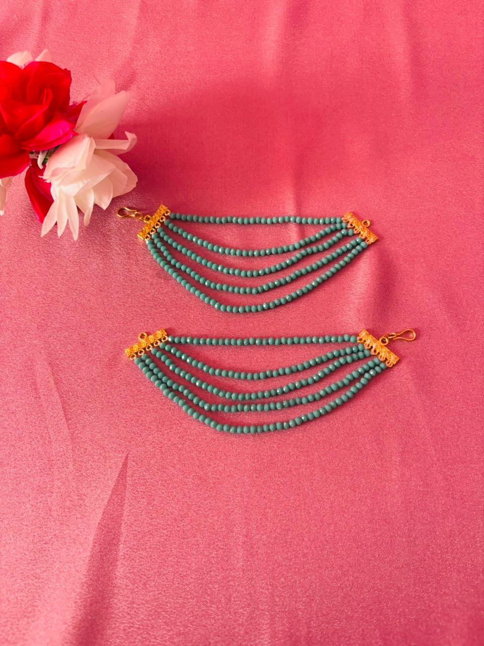 The Naaz: Multi-Layer Turquoise Crystal Beaded Ear Sahara
