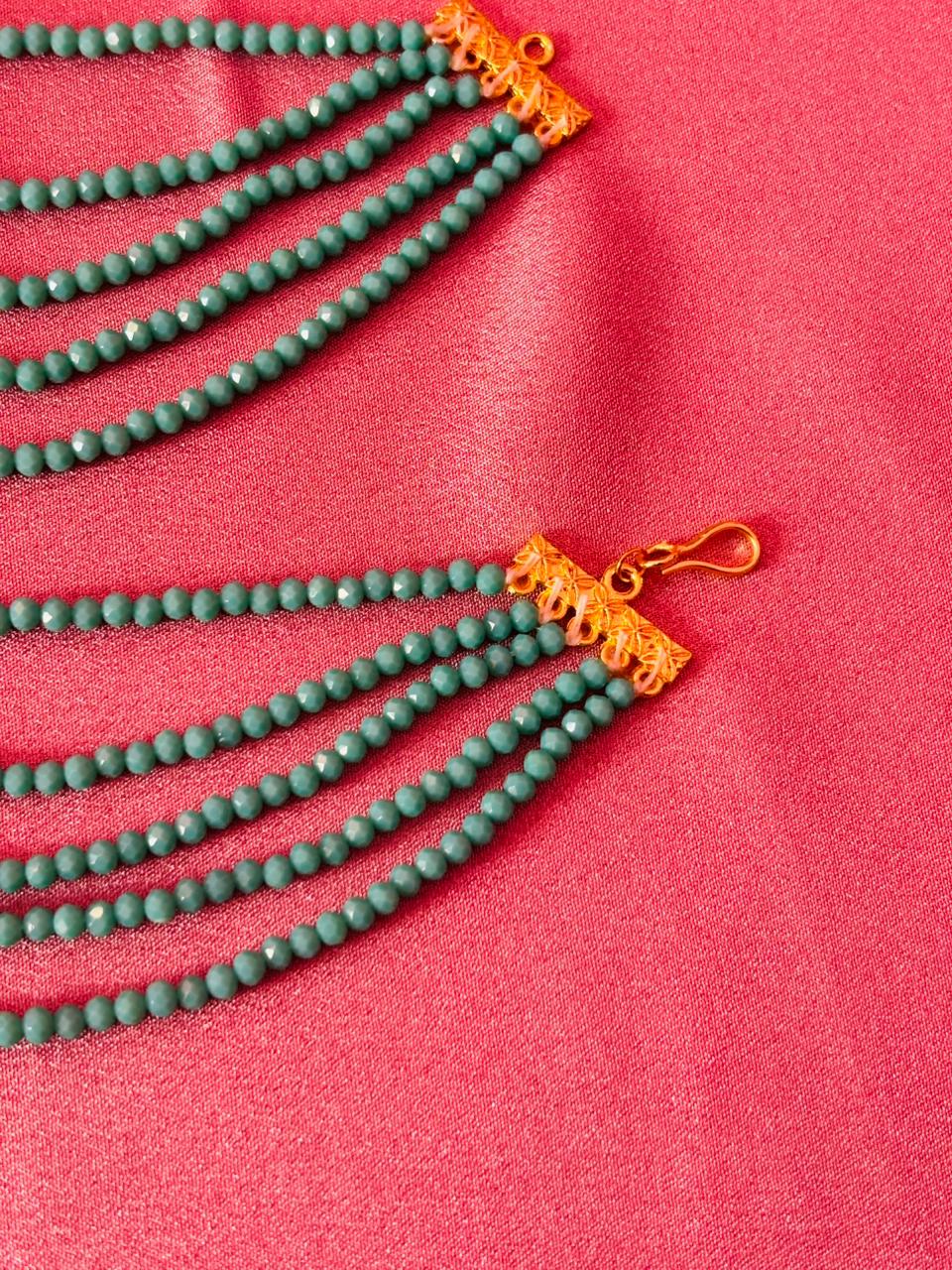 The Naaz: Multi-Layer Turquoise Crystal Beaded Ear Sahara - Image 3