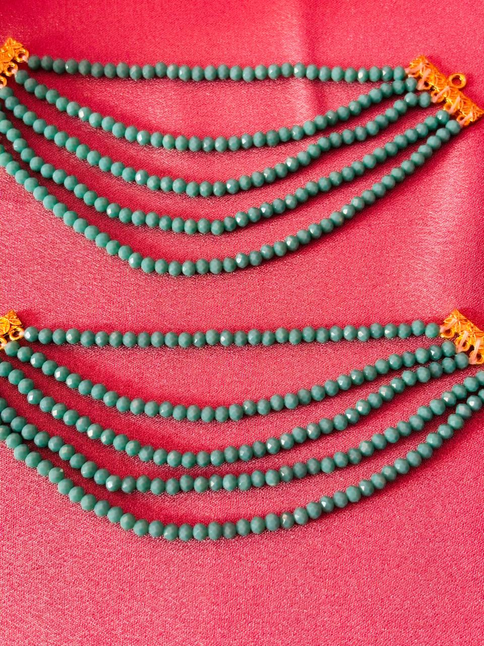 The Naaz: Multi-Layer Turquoise Crystal Beaded Ear Sahara - Image 2