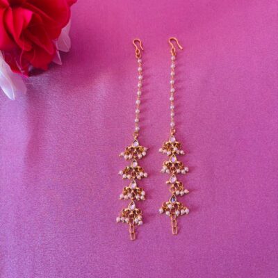 Traditional Pearl & Kundan-Style Ear Chain