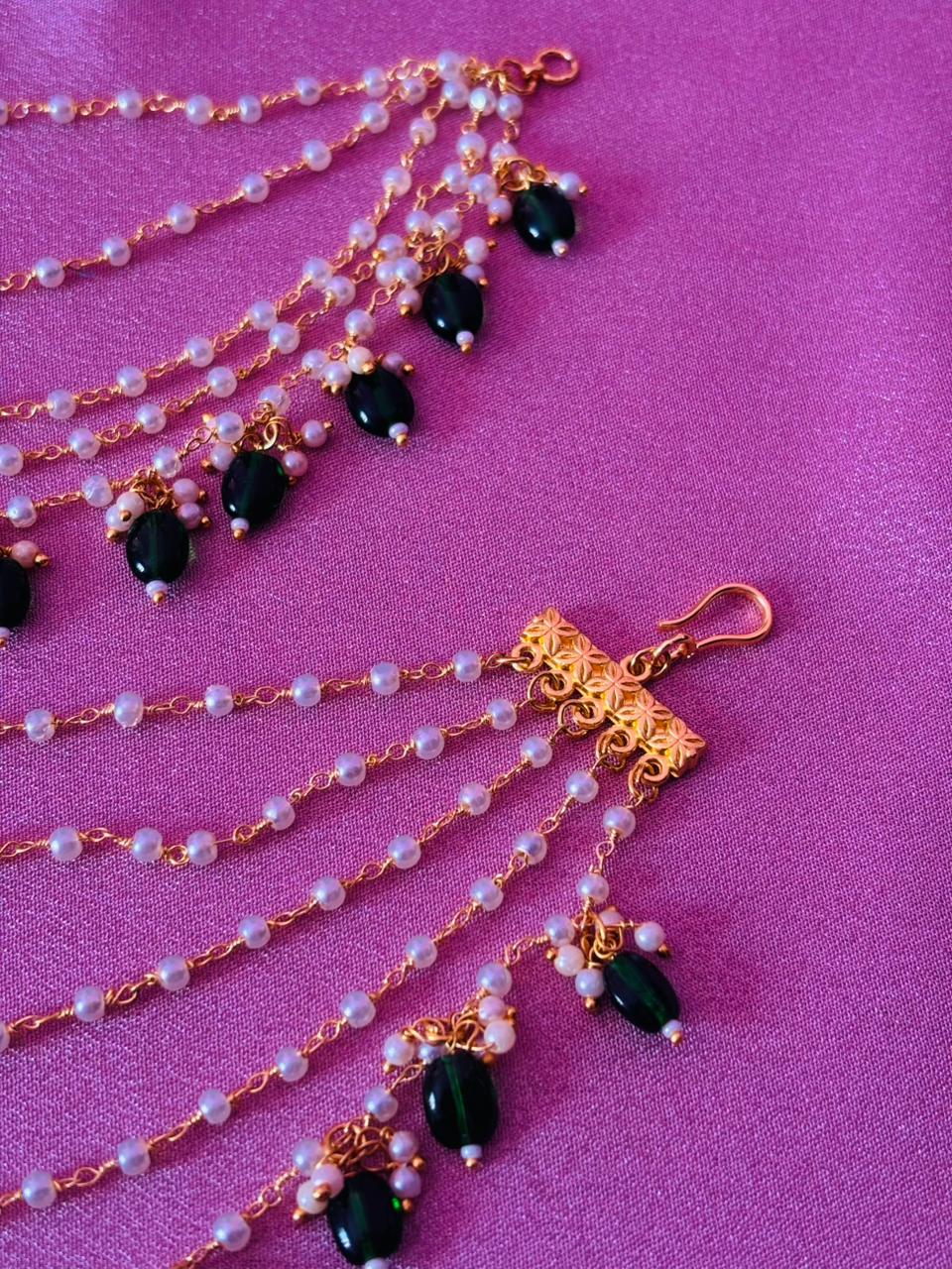 Multi-Layer Pearl & Kundan Ear Chain - Image 5