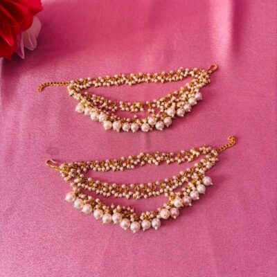 Multi-Layer Pearl & Kundan Ear Chain