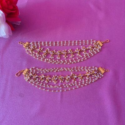 Multi-Layer Pearl & Kundan Ear Chain