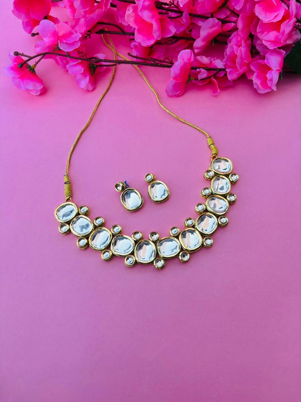 Kundan Statement Necklace with Drop Earrings