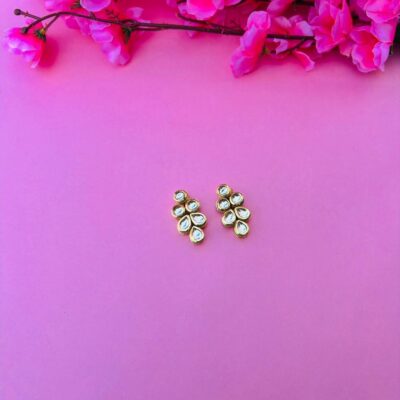 Elegant Ethnic Kundan Ear Studs for Daily Wear