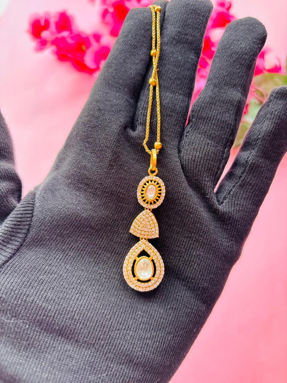 Kundan Polki Pendant Necklace Set - Image 5