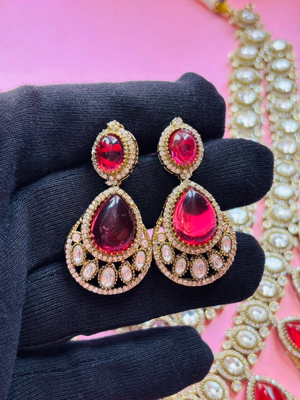 Ruby Victorian Bridal Necklace Set - Image 6