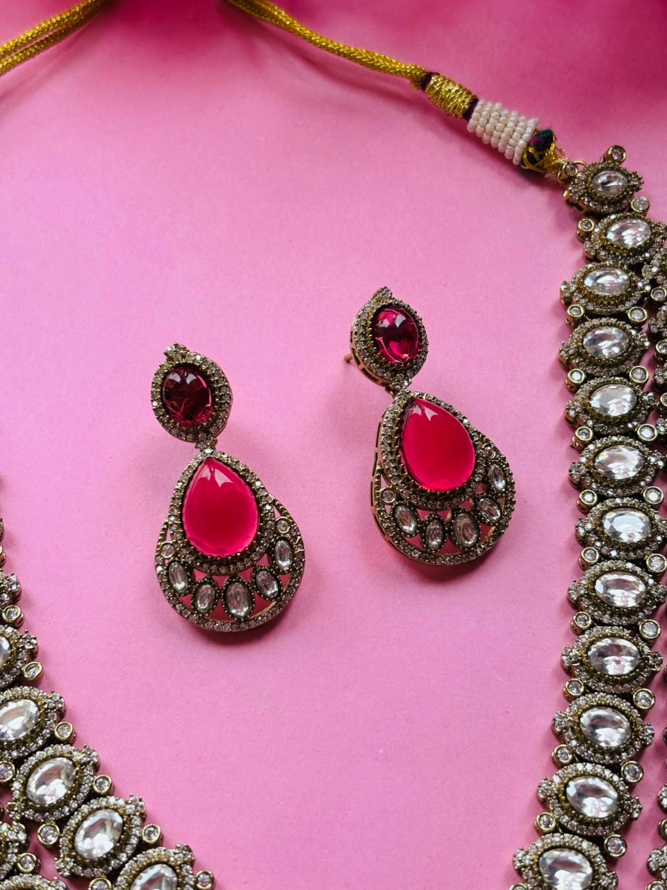 Ruby Victorian Bridal Necklace Set - Image 4