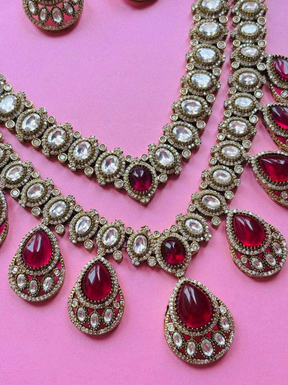 Ruby Victorian Bridal Necklace Set - Image 3