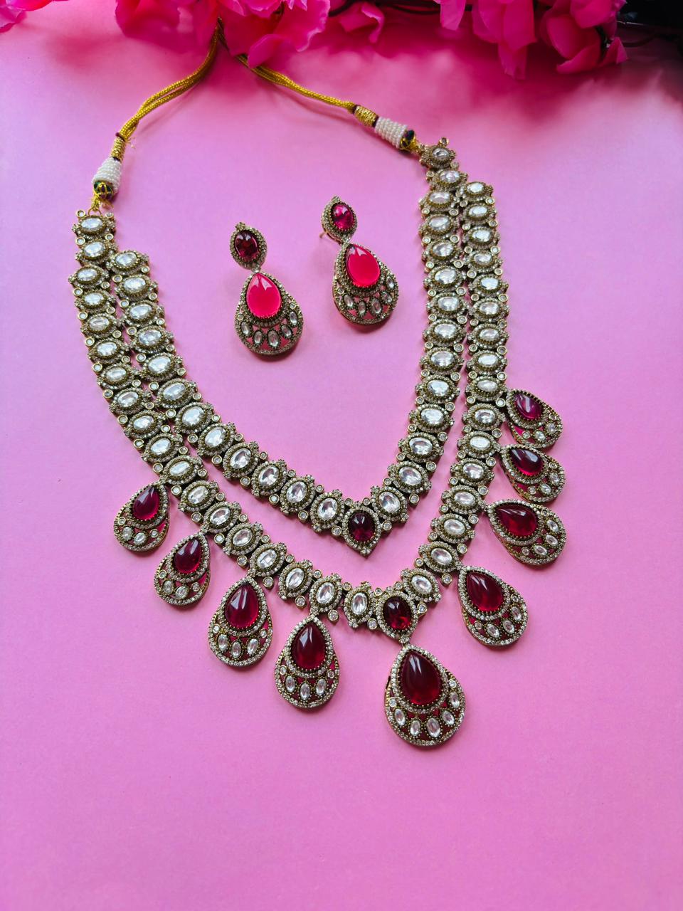 Ruby Victorian Bridal Necklace Set - Image 2